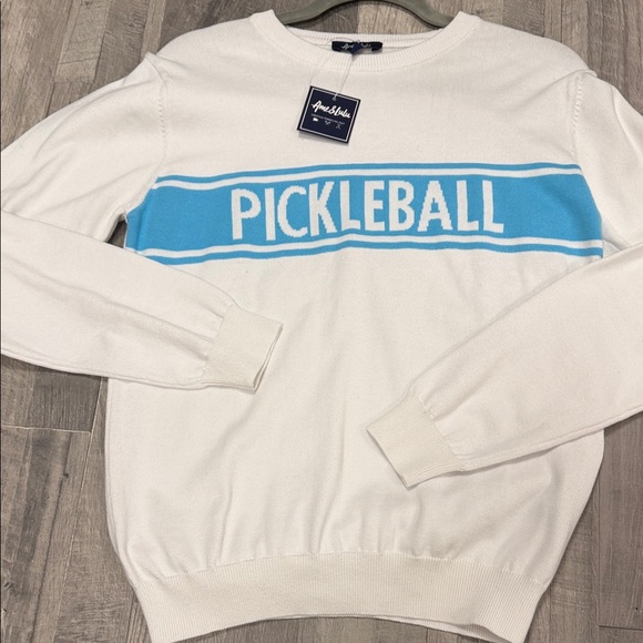 White and Blue Pickleball Sweater - Picture 2 of 7